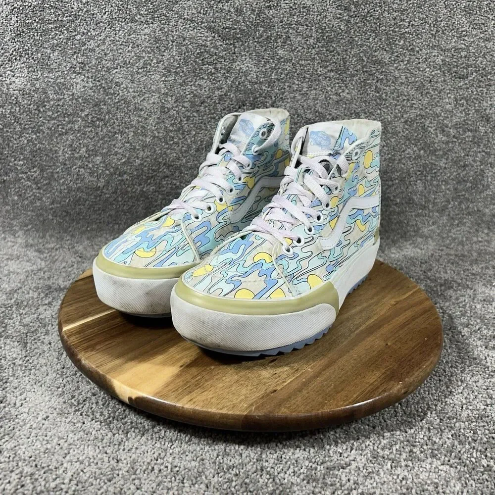 Vans Sk8-Hi Tapered Stacked Women’s Size 8.5 UV Ink Sunwaves Platform Shoes Used
